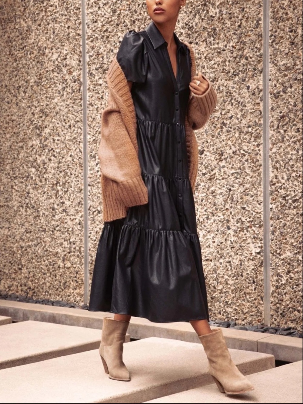 Brochu Walker Faux Leather Havana Dress Timber Brown